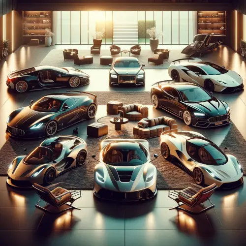 A room filled with luxury cars