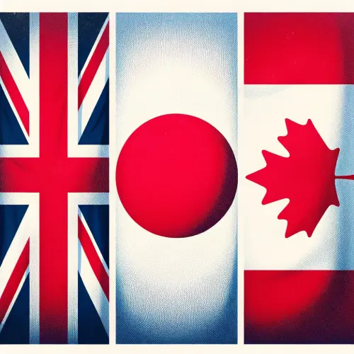 The flags of the UK, Japan and Canada