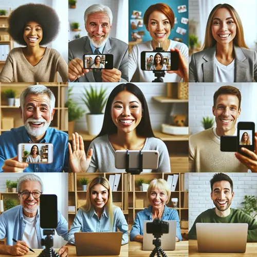 A picture of multiple people making video testimonials on their mobile phones 